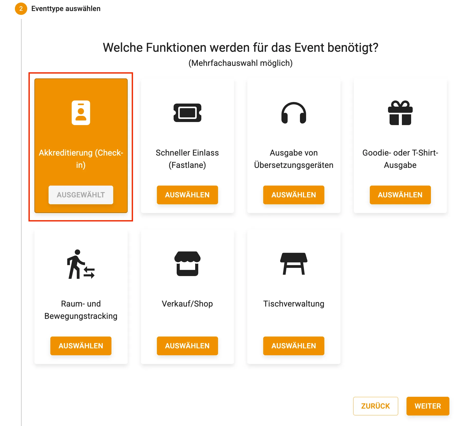 Eventtyp auswählen