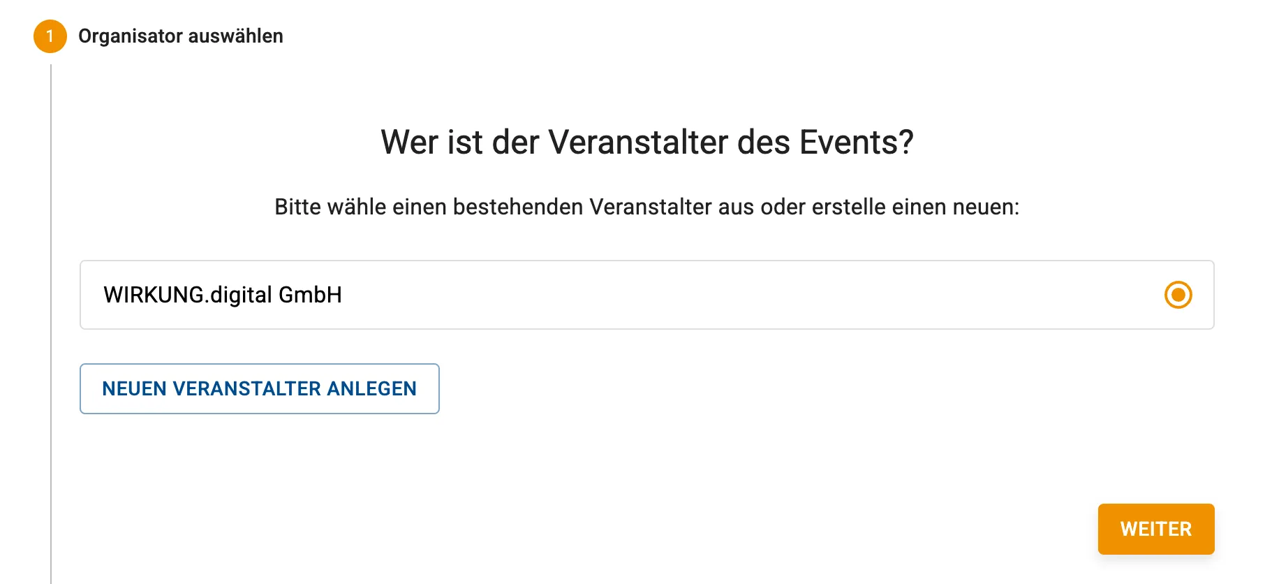 Organisator auswählen