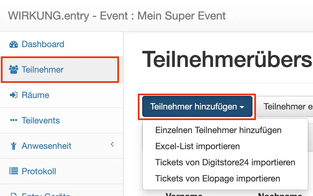 Teilnehmer hinzufügen