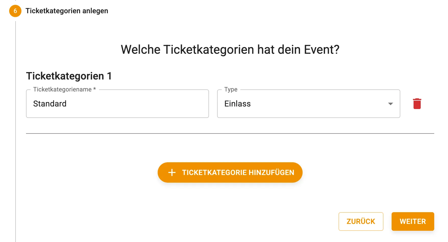 Ticketkategorien anlegen